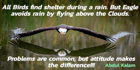 all birds find shelter during a rain but eagle avoids rain by flying above the clouds...