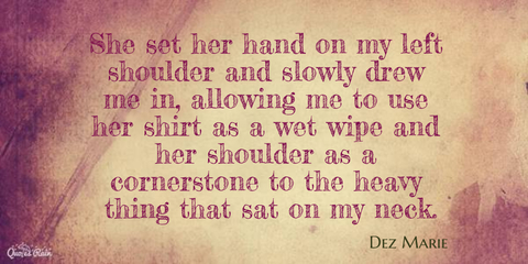 she set her hand on my left shoulder and slowly drew me in allowing me to use her shirt...