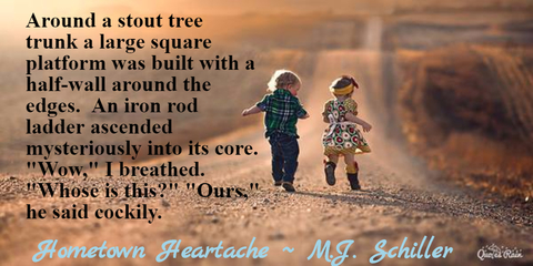 around a stout tree trunk a large square platform was built with a halfwall around the...