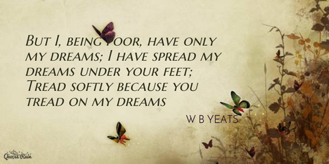 but i being poor have only my dreams i have spread my dreams under your feet tread...