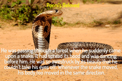 he was passing through a forest when he suddenly came upon a snake it had spread its...