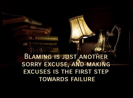 blaming is just another sorry excuse and making excuses is the first step towards failure...