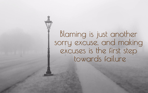 blaming is just another sorry excuse and making excuses is the first step towards failure...