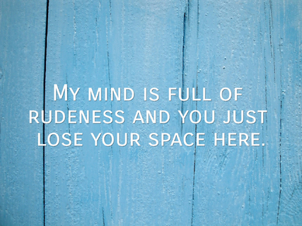 my mind is full of rudeness and you just lose your space here...