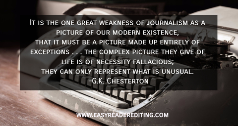 it is the one great weakness of journalism as a picture of our modern existence that it...