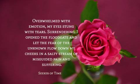 overwhelmed with emotion my eyes stung with tears surrendering i opened the floodgate...