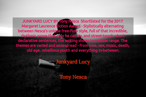 junkyard lucy by tony nesca shortlisted for the 2017 margaret laurence fiction award...