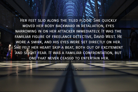 her feet slid along the tiled floor she quickly moved her body backward in retaliation...