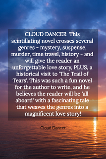 cloud dancer this scintillating novel crosses several genres mystery suspense...