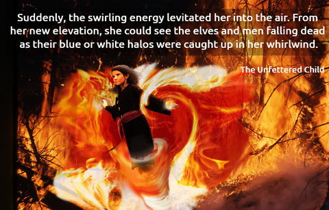 suddenly the swirling energy levitated her into the air from her new elevation she...