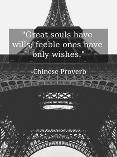 great souls have wills feeble ones have only wishes...