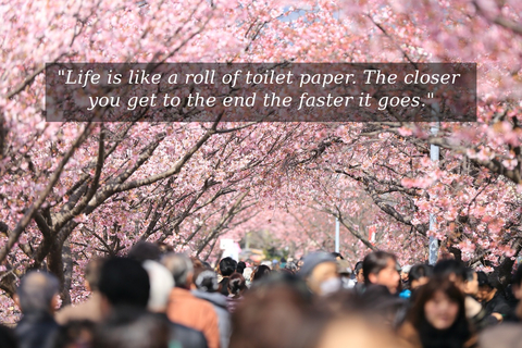 life is like a roll of toilet paper the closer you get to the end the faster it goes...