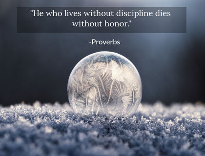 he who lives without discipline dies without honor...