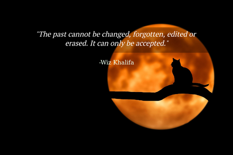 the past cannot be changed forgotten edited or erased it can only be accepted...