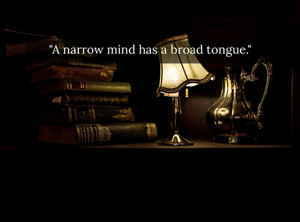 a narrow mind has a broad tongue...