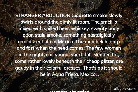 stranger abduction cigarette smoke slowly swirls around the dimly lit room the smell is...