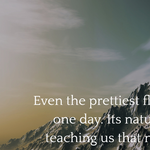 even the prettiest flower will wilt one day its natures way of teaching us that nothing...