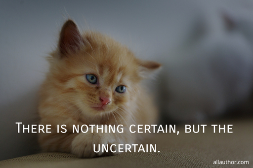 there is nothing certain but the uncertain...