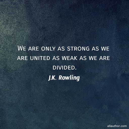 we are only as strong as we are united as weak as we are divided...