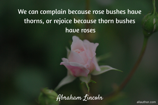 we can complain because rose bushes have thorns or rejoice because thorn bushes have...